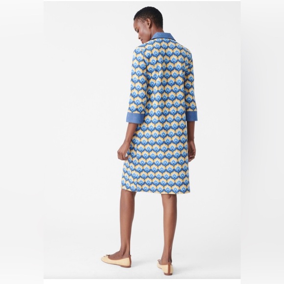 Perfect like new J.McLaughlin Bryony Dress In Mod Squad 3/4 Sleeve Blue - Picture 3 of 12